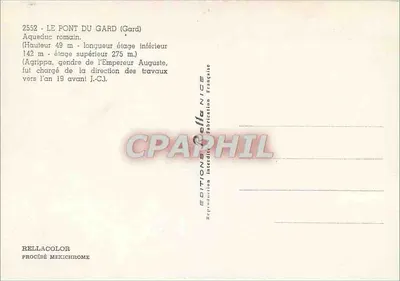 Pont du Gard — Aqueduto romano — Edições Rella — Verso