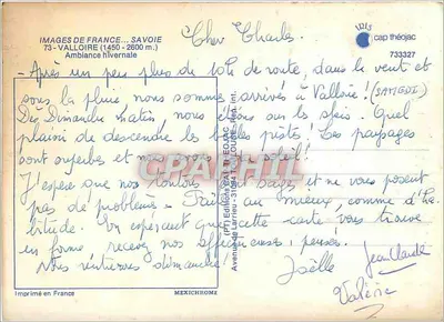 Valloire — Amizades de Valloire — Edições Larrieu — Verso