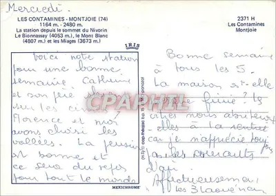 Les Contamines-Montjoie — widok z szczytu Nivorin — wydawca IRIS — Rewers