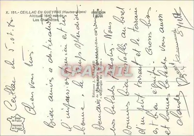 Ceillac nel Queyras — Le Charmettes — Edizioni J. CILLIARD — Verso