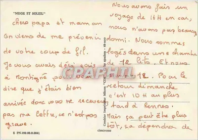 Śnieg i słońce — Comblain — Drukarnia Mâcon "CIM" n° 48-000 — Rewers