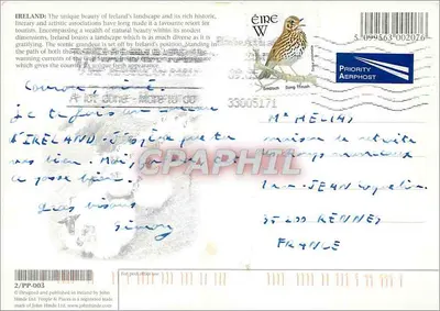 Irlanda — paisagem com igreja e rio — John Hinde Ltd — Verso