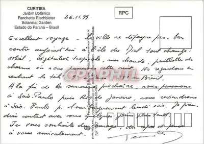 Jardim Botânico — Curitiba — RPC — Verso