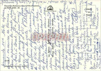 Chaumière Bretonne i dziewczyna w stroju narodowym — Les Éditions Doullens (Finistère) — n°29 — Rewers