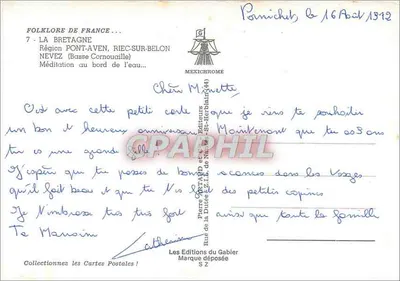 Menina pequena em traje bretão — Folklore da França, série 7 — Les Editions du Gabier — Verso
