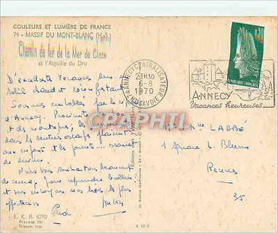 Massif Mont-Blanc — Tramwaj przez Morze Lodowe i Aiguille du Dru — Wydawnictwo Jean-Jaurès — Rewers