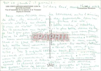 Les Contamines Montjoie — Ogólny widok stacji i Vorassay z Nivorin — Wydawnictwo — Rewers