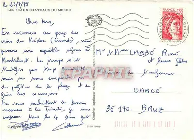 Os Castelos do Médoc — Editor: Combiner Imprimeur Mâcon, n° 35 170 — Verso