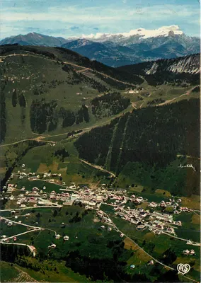 Châtel (Haute-Savoie) — widok z lotu ptaka na wioskę i Mont Blanc — Wydawnictwo S.E.C.A. nr 238
