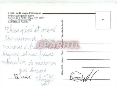 La tour Tanguy — Brest — Edición YCA, Quimper — Reverso