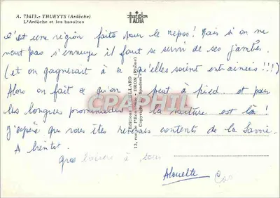 Thueyts (Ardèche) — Os basaltos — Edição J.ELLARD — Verso