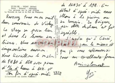 Vichy (Allier) — Widok z lotu na Jezioro Allier i Rotondę — Wydawnictwo Iris — Rewers