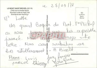 Monte Saint-Michel — Lado sul com maré alta — IRIS 1818 — Verso