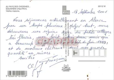 ALSAZJA — Widok uliczek z kamienicami z ciosami i kwiatami — Wydawnictwo Wydawnictwa Wschodniego — Rewers