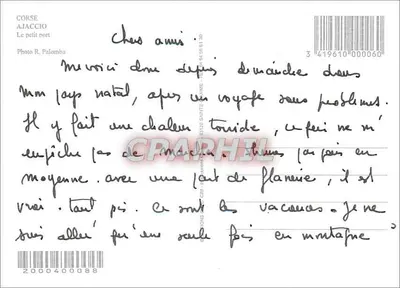 Ajaccio — A pequena enseada — Foto R. Palomba — Verso