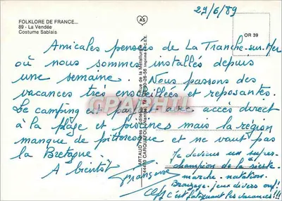Volksverhalen van Frankrijk — La Vendée — Kleding van Sablais — Uitgave Artaud — Achterkant