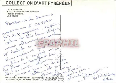 Bagnères-de-Bigorre — Jardim e estátua — Éditions d'Art Pyrénéen, K.121 — Verso