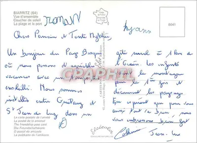 Biarritz — algemeen overzicht, zonsondergang en lichttoren — Uitgever Elcé, n° 5041 — Achterkant