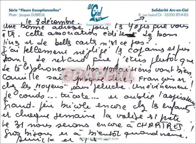 Kwiat żółty — szczegół — seria "Wyjątkowe Kwiaty" autorstwa Jacques DUBREUIL, Stowarzyszenie Arc-en-Ciel — Rewers