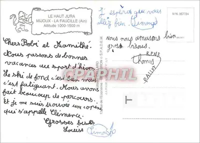Mijoux - la Faucille — estação de esqui — editor S.P.A.D.E.M. n° 357724 — Verso