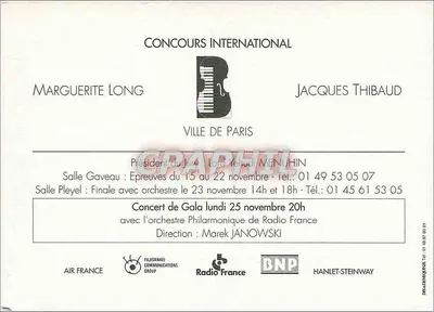 Concurso Internacional Marguerite Long - Jacques Thibaud — Cidade de Paris 1996 — Verso
