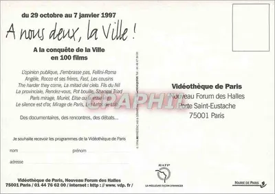 A nós dois, a Cidade! — Exposição na Videoteca de Paris — Prefeitura de Paris — Verso