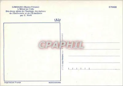 Limoges (Haute-Vienne) — Hotel de Ville — wydawca IRIS, nr 870486 — Rewers