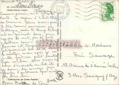 Casa chamada da Inferno — Châtillon-Coligny — Les Éditions Nivernaises — Verso