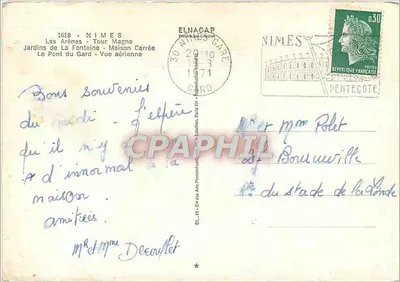 Nîmes — miejsca historyczne — Karta pocztowa dla pośpiechów — Rewers