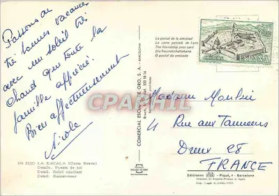 La Escala (Costa Brava) — zachód słońca — Wydawca: Escudo de Oro, n° 2130 — Rewers