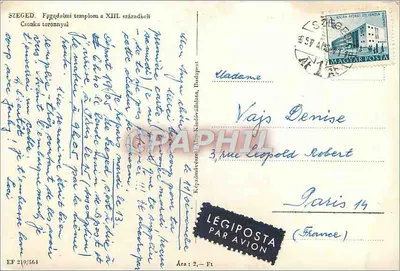 Szeged — Igreja de São Estêvão do século XIII — editor EF 219/564 — Verso