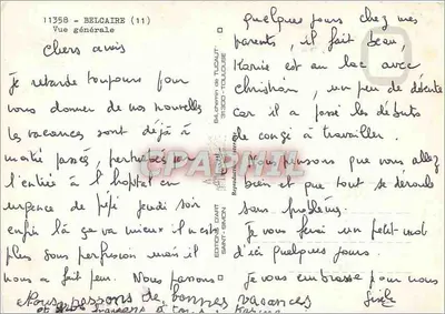 Belcaire (11) — vista geral — Edições de Arte Saint-Simon, n° 11358 — Verso