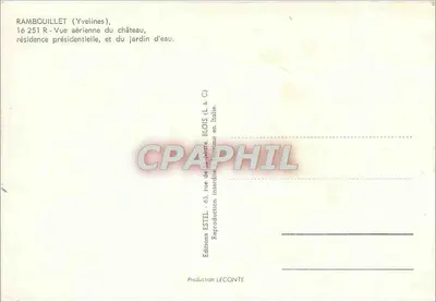 Rambouillet (Yvelines) — Castle, water garden and aerial view — Éditions Estel — Back