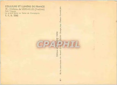 Castelo de Versalhes — O grande Salão ou Salão de Compagnie — Edições Jean Trianon — Verso
