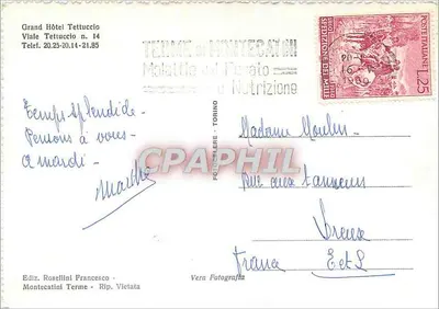 Montecatini Terme — Grand Hôtel Tettuccio — Ediz. Rosellini Francesco — Verso