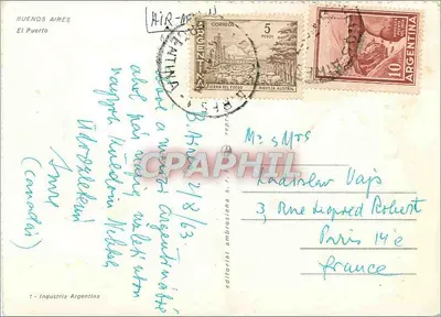 Porto de Buenos Aires — vista dos docks e do arranha-céus — editor Industria Argentina, n°1 — Verso