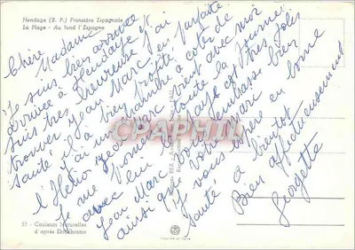 Hendaye (B.P.) - Fronteira Espanhola - A Praia - No fundo a Espanha — REX — Verso
