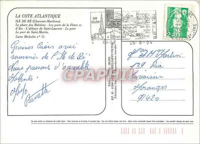 Ilha de Ré — Carta Michelin n°71 — Edições Blois — Verso