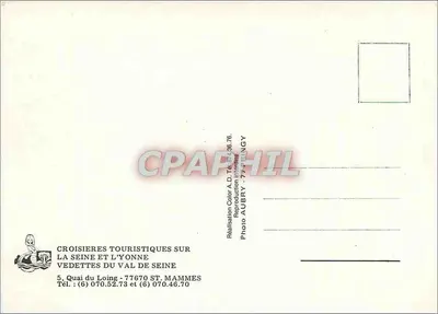 Vedettes do Vale da Sena — Cruzeiros turísticos na Sena e na Yonne — Foto AUBRY - 77476 FINGY — Verso