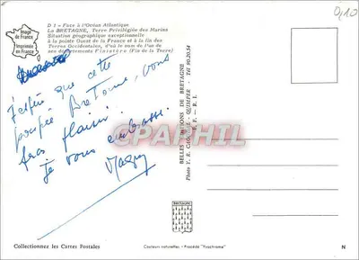 Bretanha — Carta postal panorâmica com mapa e fotos — Edições da Bretanha — Verso