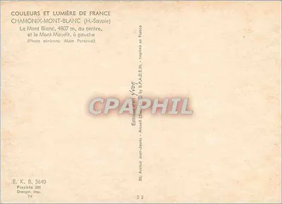 Mont Blanc — Mont Maudit aan de linkerkant — Éditions Jean-Jaoule — Achterkant