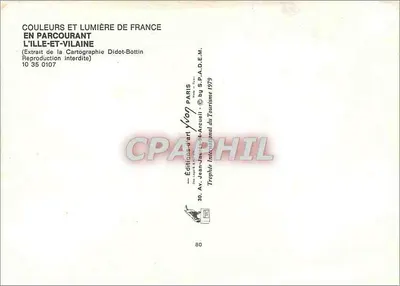 Ille-et-Vilaine — Karta turystyczna z legendą i zdjęciami — Wydawnictwo Jean-Juillet-Arcueil — Rewers