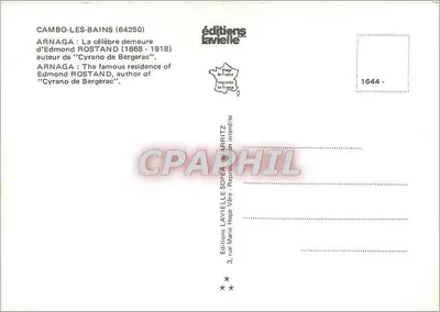 Arnaga — Morada de Edmond Rostand — Edições Lavielle — Verso