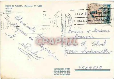 Puerto de Alcudia — vista de la playa y del puerto — detalle — Distribuidora Rotger, n° 1.205 — Reverso