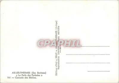 Ax-les-Thermes — Wasserfall der Bézines — Editions d'Art « ERAC » — Rückseite