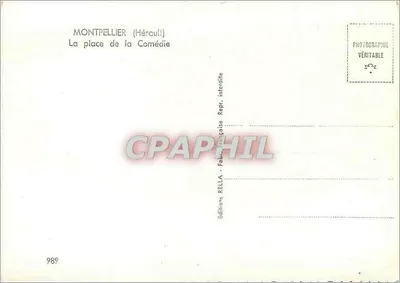 Montpellier (Héraul!) — Plac de la Comédie — Wydawnictwo Rella, nr 989 — Rewers