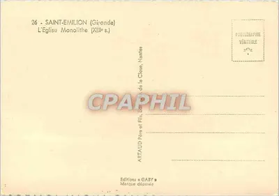 Saint-Émilion — Igreja monolítica (século XIII) — Edições Gaby, Nantes — Verso
