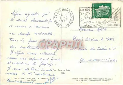 Les Alpes — Widok z podnóża Mont Blanc — Spółka Wydawnicza Fotografów Imagistów, P. Tairraz — Rewers