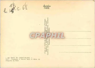 Rebanho em Merlet — decoração da Aiguille du Midi — editor G. ROSSA — n° 7657 — Verso