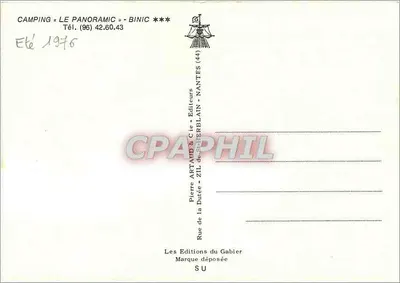 Camping "Le Panoramique" Binic — vista aérea, edifícios e entrada — editor Pierre AFTARD & Cie — Verso